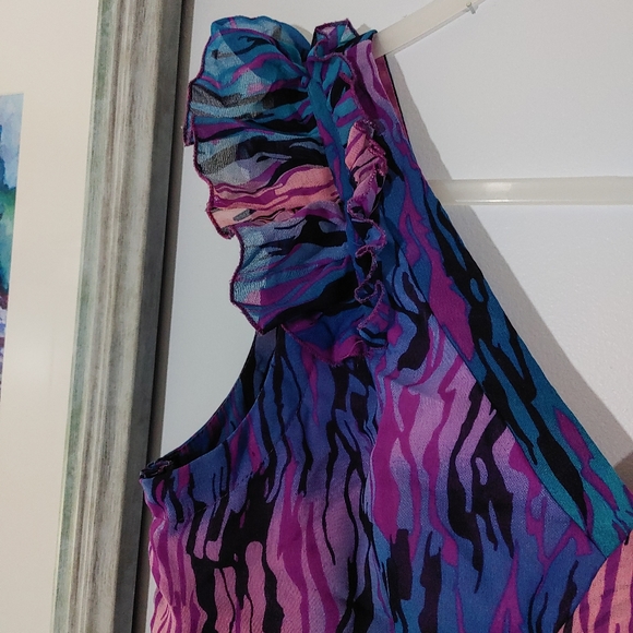 Coupé Collection Blue and Purple Print Dress - Picture 3 of 11